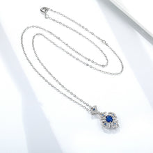 S925 Silver Retro Pattern Necklace Women's Versatile Natural Sapphire Pendant VELNIX