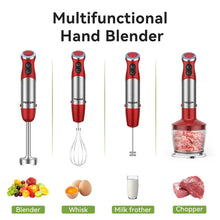 TENKER 5-in-1 Hand Immersion Blender, 1000W 12 Speed Handheld Blender, Copper Motor Stainless Steel Blade Stick Blender,600ml Mixing Beaker,500ml Food Processor, Whisk, Milk Frother, BPA-Free, Red CJ