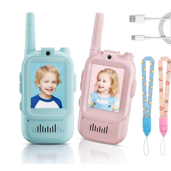 Mini Video Wireless Walkie Talkies For Kids Handheld 2 Pack Rechargeable Intercom Cam Outdoor Family Games Gift For Boys Girls VELNIX