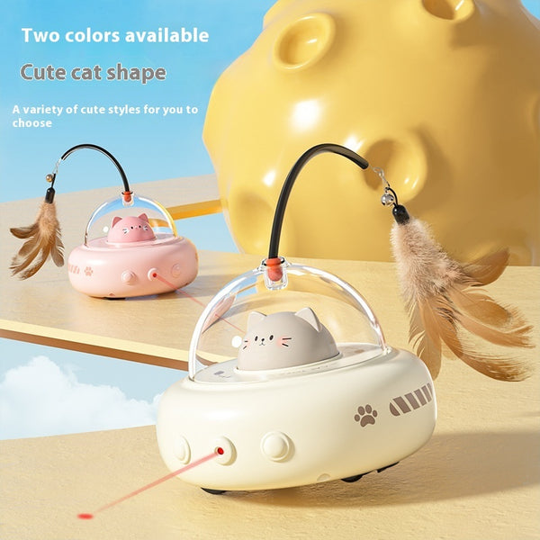 Smart Teaser Cat Toy Electric UFO Cat Teaser Stick With Bell Training Pet Toys Replaceable Feather Interactive Cat Supplies Pet Supplies Pets Products VELNIX