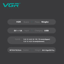 VGR Men'S Electric Hair Clipper and Trimmer Set, Professional Barber Kit with LCD Display, USB Rechargeable Battery, Model V-196&V-996, Green Color, Perfect Gift for Husband, Father, Friend on Holidays, Anniversaries, Birthdays VELNIX