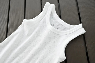 Kids' White Cotton Love Pattern Sport Undershirt Breathable Sleeveless Top Summer 2-piece Set Children's Clothing DSers