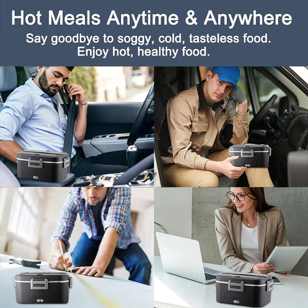 OWJHE 1.8L 75W Electric Heating Lunch Box 24/220V Stainless Steel Liner Portable Food Heater Bento Box Food Container for Car VELNIX