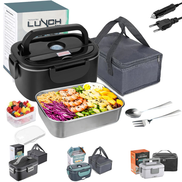 1.5L-2.5L 60W-90W Electric Heating Lunch Box 12/220V Stainless Steel Liner Portable Food Heater Bento Box Food Container for Car VELNIX