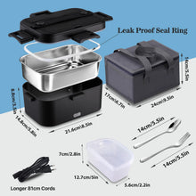 Electric Lunch Box 100 W 1.8 L Stainless Steel Removable Portable Lunch Box 12 /24 /230 V Car/Truck/Office with Insulated Bag VELNIX