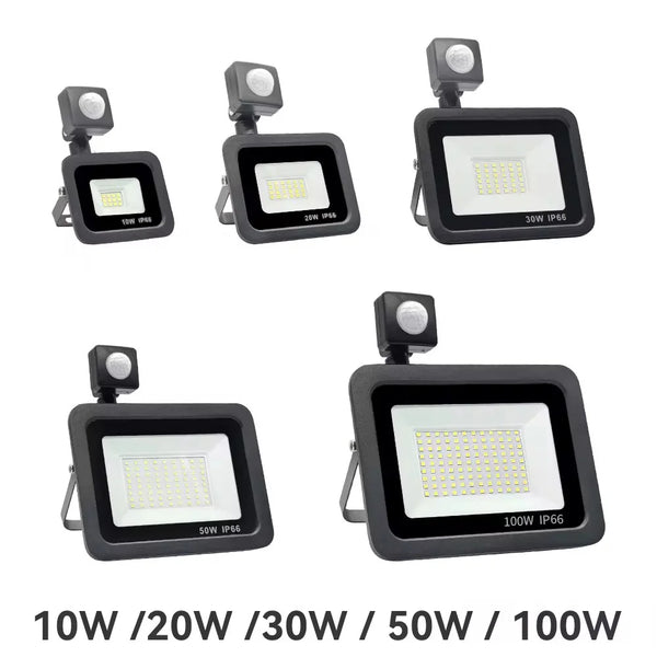 LED FloodLight PIR Motion Sensor Outdoor Led Spotlight 10W 20W 30W 50W 100W IP66 Waterproof Outdoor Garden Lighting Street Light VELNIX