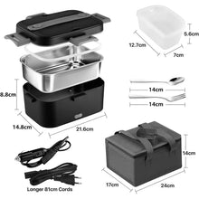 OWJHE 1.8L 75W Electric Heating Lunch Box 24/220V Stainless Steel Liner Portable Food Heater Bento Box Food Container for Car VELNIX