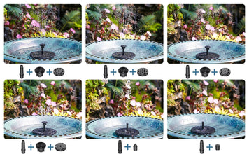 1.5W Solar Fountain Pump, with 6 nozzles Solar Bird Bath Fountain, Water Pump Floating Fountains Suitable for Ponds VELNIX