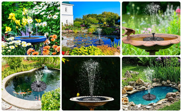 1.5W Solar Fountain Pump, with 6 nozzles Solar Bird Bath Fountain, Water Pump Floating Fountains Suitable for Ponds VELNIX