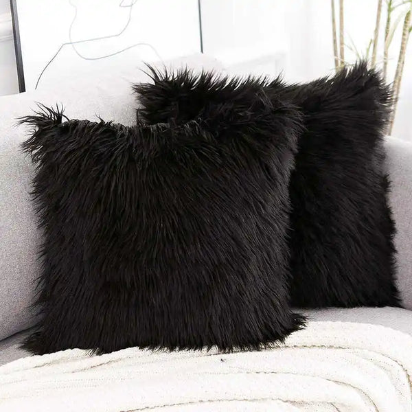 Plush Decorative Pillow Covers Pillowcase 18x18 inch Black White Red Green Purple Grey 45x45cm Throw Pillow Sofa Cushion Cover VELNIX