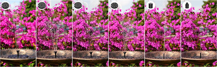1.5W Solar Fountain Pump, with 6 nozzles Solar Bird Bath Fountain, Water Pump Floating Fountains Suitable for Ponds VELNIX