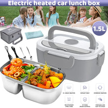 1.5L 65W Electric Lunch Box Food Warmer Portable Food Heater for Car Or Home - Leak Proof 304 Stainless Steel Liner with Cloth VELNIX