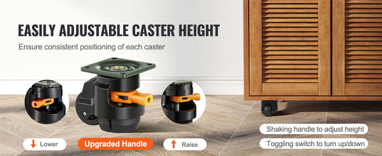 SucceBuy 4 Pcs Leveling Casters Heavy Duty Swivel Caster Wheels with Handle Design Height Adjustable Feet for Workbench Machine VELNIX