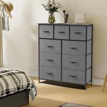 JHK Dresser For Bedroom With 9 Fabric Storage Drawer Wardrobe Tall Chest Organizer Closet Adult Kids Clothes Cabinet Furniture VELNIX