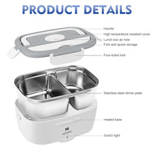 1.5L 65W Electric Lunch Box Food Warmer Portable Food Heater for Car Or Home - Leak Proof 304 Stainless Steel Liner with Cloth VELNIX