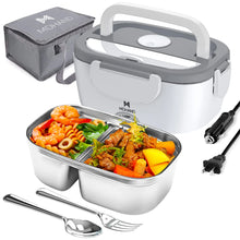 1.5L 65W Electric Lunch Box Food Warmer Portable Food Heater for Car Or Home - Leak Proof 304 Stainless Steel Liner with Cloth VELNIX