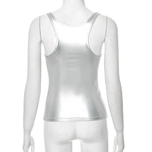 Y2k Streetwear Solid Slim Fit Square Neck Vest Summer Sexy Casual Daily Wear Fashion Shiny Satin Tank Top Sleeveless Blouse VELNIX
