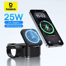 Baseus 3 in 1 25W Magnetic Wireless Charger Stand 15W Fast Wireless Charging Desktop Dock Station For iPhone16 15 14 13 Airpod VELNIX