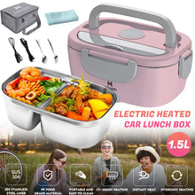 1.5L 65W Electric Lunch Box Food Warmer Portable Food Heater for Car Or Home - Leak Proof 304 Stainless Steel Liner with Cloth VELNIX