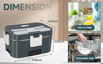 2-in-1 electric lunch box leak-proof portable food warmer 1.5/2/2.5 L microwave bento lunch box with stainless steel container VELNIX