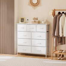 JHK Dresser For Bedroom With 9 Fabric Storage Drawer Wardrobe Tall Chest Organizer Closet Adult Kids Clothes Cabinet Furniture VELNIX