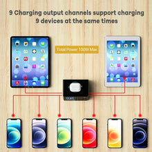 100W 8 Ports USB Charger Station With Wireless Charging Digital Display Screen QC3.0 PD3.0 Quick Charge For iPhone 14 13 Xiaomi VELNIX