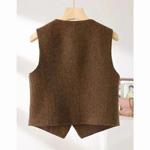 Vintage V-neck Casual Vest Jacket Women British Style  Loose Sleeveless Waistcoat 2025 New Spring Summer Buttons Ladies Outwear VELNIX