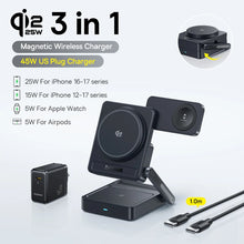 Baseus 3 in 1 Magnetic Wireless Charger Qi2.2 25W Fast Charging For iPhone 17 16 15 14 Apple Watch Earbuds AirPods Pro iWatch VELNIX
