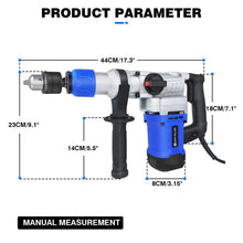 DayPlus 1500W SDS-Plus Rotary Hammer Drill,Corded Drills, Heavy Duty Chipping Hammers w/ Vibration Control& Safety Clutch & Case VELNIX