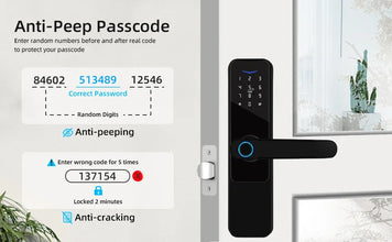 Wifi Smart Door Lock with Handle Keyless Entry Fingerprint Digital Lock Free App Remote Control Door 35-120mm VELNIX