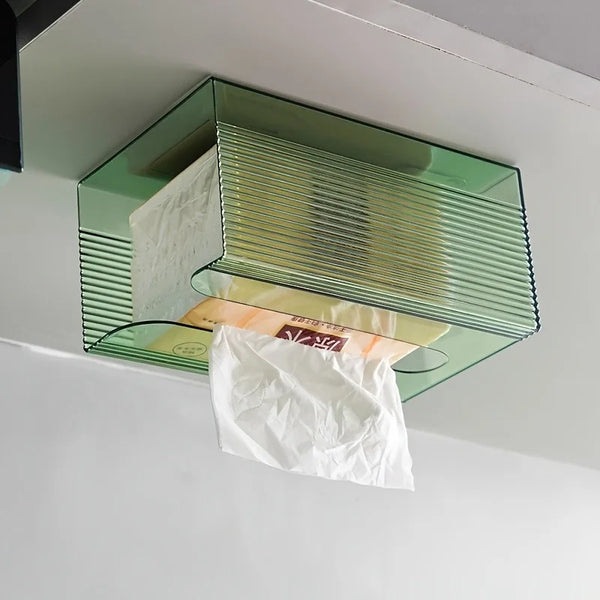 1pc Transparent Wall-Mounted Tissue Holder Multi-Functional Home Organizer Kitchen Storage Perfect for Minimalist Bathroom Decor VELNIX