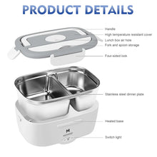 1.5L 65W Electric Lunch Box Food Warmer Portable Food Heater for Car Or Home - Leak Proof 304 Stainless Steel Liner with Cloth VELNIX