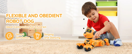 SucceBuy Remote Control Robot Dog Toy Dog Programmable Smart Interactive Robotic Pet for Kids Singing Dancing RC Stunt Toy VELNIX