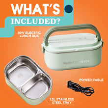 304 Stainless Steel Electric Lunch Box Constant Temperature Heated Lunch Box Plug-in 1.2L Double Chamber Water-Free Lunch Box VELNIX