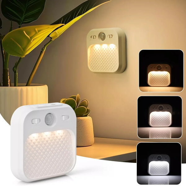 PIR Motion Sensor LED Night Light USB Rechargeable Night Lamp for Bedroom Staircase Hallway Wardrobe Closet Cabinet Lighting VELNIX