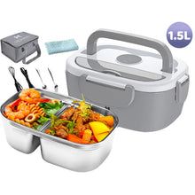 1.5L 65W Electric Lunch Box Food Warmer Portable Food Heater for Car Or Home - Leak Proof 304 Stainless Steel Liner with Cloth VELNIX