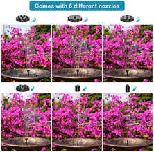 1.5W Solar Fountain Pump, with 6 nozzles Solar Bird Bath Fountain, Water Pump Floating Fountains Suitable for Ponds VELNIX