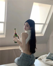 Sexy Tanks Women Knitted Hot Chic Backless Turtleneck Short Sleeveless Off Shoulder Popular Streetwear Corrugated Edge Female VELNIX