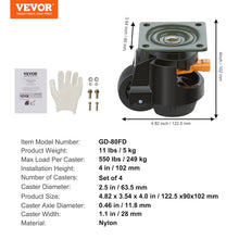 SucceBuy 4 Pcs Leveling Casters Heavy Duty Swivel Caster Wheels with Handle Design Height Adjustable Feet for Workbench Machine VELNIX