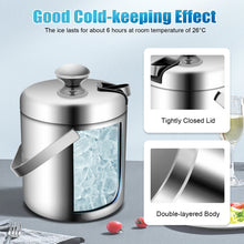 Stainless Steel Ice Cube Glue Ice Bucket Ice Cube Container with Lid and Pliers 1300ML Double Wall Insulated Silver VELNIX