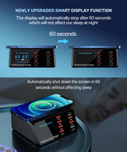 100W 8 Ports USB Charger Station With Wireless Charging Digital Display Screen QC3.0 PD3.0 Quick Charge For iPhone 14 13 Xiaomi VELNIX