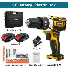 25+3 Torque Impact Drill Electric Screwdriver Cordless Electric Hammer Drill Driver 2 Gear Speed Lithium-Ion Battery Power Tools VELNIX