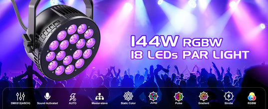 U'King 4PCS 18X8W RGBW LED Par Light DMX512 Disco Light 4IN1 LED Stage Light Effect DJ Equipment for Wedding Bar KTV Party VELNIX