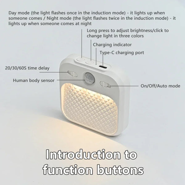 PIR Motion Sensor LED Night Light USB Rechargeable Night Lamp for Bedroom Staircase Hallway Wardrobe Closet Cabinet Lighting VELNIX