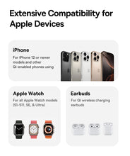 Baseus 3 in 1 Magnetic Wireless Charger Qi2.2 25W Fast Charging For iPhone 17 16 15 14 Apple Watch Earbuds AirPods Pro iWatch VELNIX