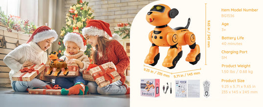 SucceBuy Remote Control Robot Dog Toy Dog Programmable Smart Interactive Robotic Pet for Kids Singing Dancing RC Stunt Toy VELNIX