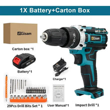 25+3 Torque Impact Drill Electric Screwdriver Cordless Electric Hammer Drill Driver 2 Gear Speed Lithium-Ion Battery Power Tools VELNIX
