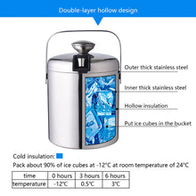 Stainless Steel Ice Cube Glue Ice Bucket Ice Cube Container with Lid and Pliers 1300ML Double Wall Insulated Silver VELNIX