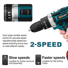 25+3 Torque Impact Drill Electric Screwdriver Cordless Electric Hammer Drill Driver 2 Gear Speed Lithium-Ion Battery Power Tools VELNIX
