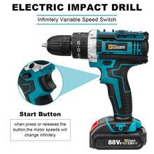 25+3 Torque Impact Drill Electric Screwdriver Cordless Electric Hammer Drill Driver 2 Gear Speed Lithium-Ion Battery Power Tools VELNIX